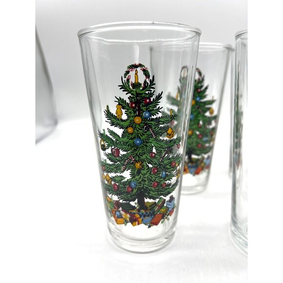 Vintage KIG Indonesia Set Of 5 Christmas Tree Drinking Glasses Holiday Design 8 - Picture 2 of 8